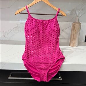 Pink Crochet One-Piece Swimsuit